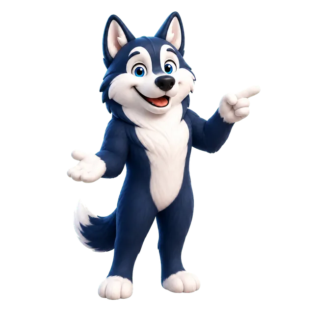 CreditHusky husky mascot presenting the report-review workspace